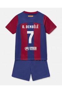 Barcelona Ousmane Dembele #7 Babyklær Hjemme Fotballdrakt til barn 2023-24 Korte ermer (+ Korte bukser)